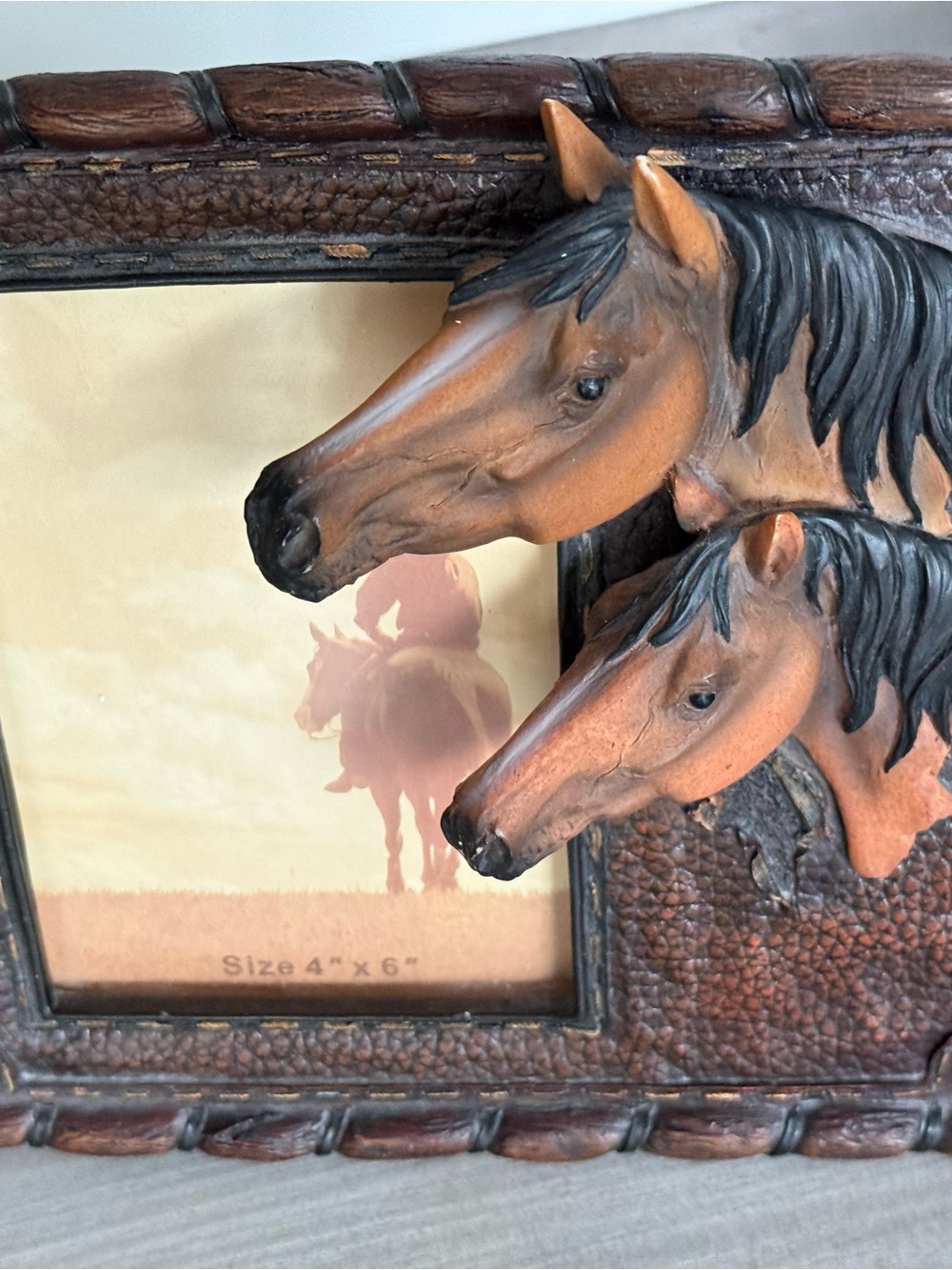 Whimsical Equestrian Horse Head Resin Picture Frame - Brown